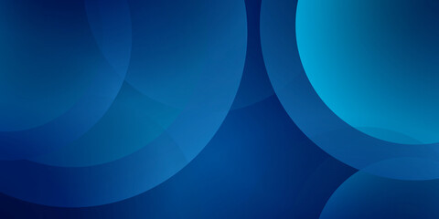 Abstract futuristic dark blue banner with a gradient circle shapes and blur 