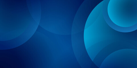 Abstract futuristic dark blue banner with a gradient circle shapes and blur 