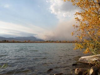 Boulder, CO 10-17-2020: Calwood Fire, Forest Fire about 1 mile east of the fire