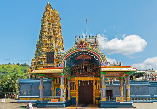 Matale, Sri Lanka - Sep 25, 2020: Building  of Sri Muthumariamman Hindu temple in Matale.
