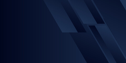 Dark blue abstract presentation background with 3D overlap arrow shape layer