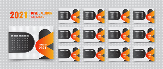 Modern desk calendar 2021 template design with a luxury background