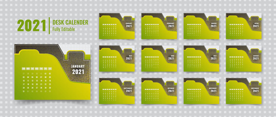 Modern desk calendar 2021 template design with a luxury background