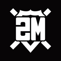 ZM Logo monogram isolated on shield shape with rounded line
