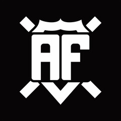 AF Logo monogram isolated on shield shape with rounded line