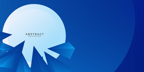 Bright blue geometric modern design template with abstract triangle background