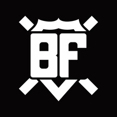 BF Logo monogram isolated on shield shape with rounded line