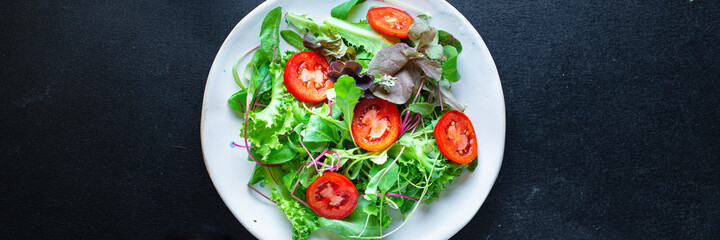 healthy salad lettuce vegetables vitamin cook snack meal on the table tasty top view copy space for text food background rustic keto or paleo diet