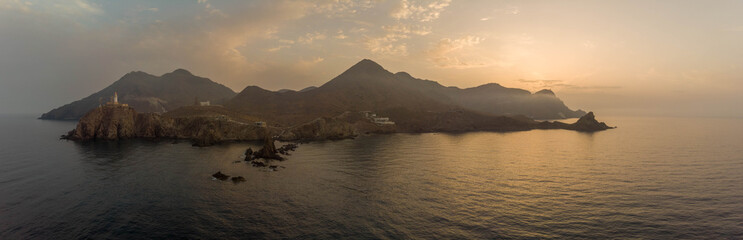 spectacular panoramic view of the Andalusian coast at a beautiful sunrise