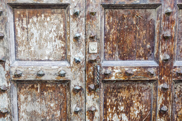 rusty metal door, old door . Close up .