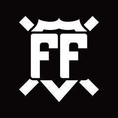Obraz premium FF Logo monogram isolated on shield shape with rounded line