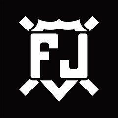 FJ Logo monogram isolated on shield shape with rounded line