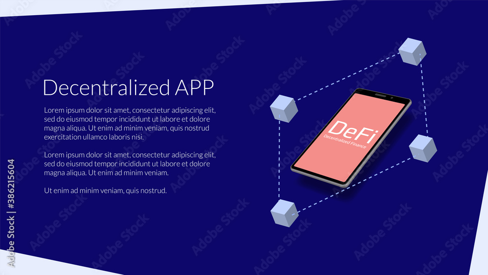 Wall mural decentralized mobile applications. finance software for smartphones. template for a website or banne