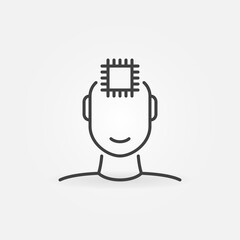Human Face with Computer Chip linear vector concept icon or logo element