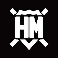 HM Logo monogram isolated on shield shape with rounded line