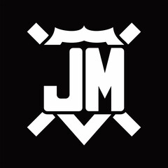 JM Logo monogram isolated on shield shape with rounded line