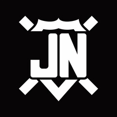 JN Logo monogram isolated on shield shape with rounded line
