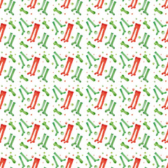 Christmas seamless pattern with green and red socks