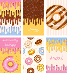 doughnut vector template set, tasty sweets illustration