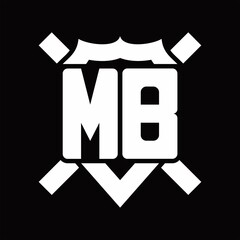 MB Logo monogram isolated on shield shape with rounded line