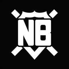 NB Logo monogram isolated on shield shape with rounded line
