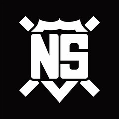 NS Logo monogram isolated on shield shape with rounded line