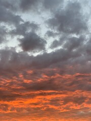 red sky with clouds