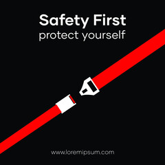 Seat belt vector illustration. Black background