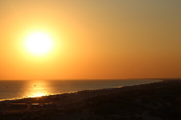 Bright sunset on the Black sea coast