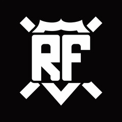 RF Logo monogram isolated on shield shape with rounded line