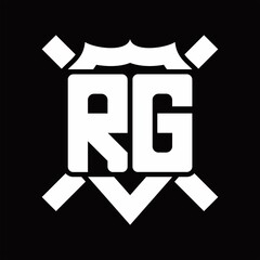 RG Logo monogram isolated on shield shape with rounded line