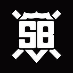 SB Logo monogram isolated on shield shape with rounded line