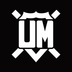UM Logo monogram isolated on shield shape with rounded line