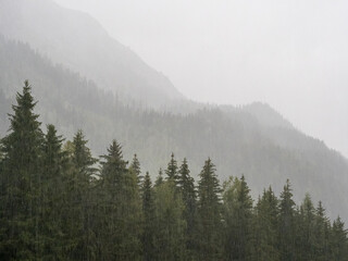 Fototapeta premium Heavy rain over the mountains, near city of Argentière, France. Beautiful for large prints! 