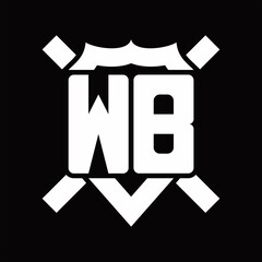 WB Logo monogram isolated on shield shape with rounded line