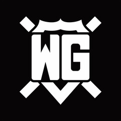 WG Logo monogram isolated on shield shape with rounded line