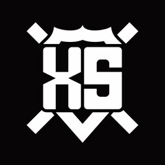XS Logo monogram isolated on shield shape with rounded line