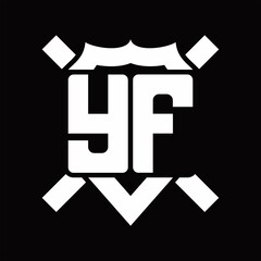 YF Logo monogram isolated on shield shape with rounded line