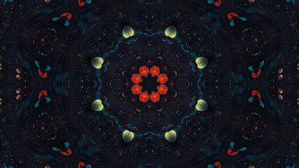 Abstract kaleidoscope background. Beautiful multicolor kaleidoscope texture. Unique kaleidoscope design.