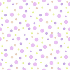 seamless pattern with circles, vector white background, polka dots purple blue colors