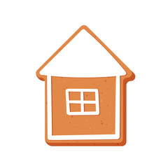 New year or Christmas gingerbread cookies. Carved figures decorated with sugar icing. Vector stock flat illustration isolated on a white background.