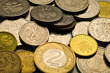 a pile of Polish coins