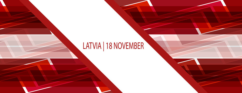independence day in Latvia . Vector poster with the image of the flag of Latvia in a geometric style. Perfect for banners and postcards. EPS10