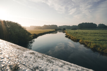 Morning lights at Schwinge River near Stade in Germany