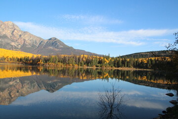 Fototapeta na wymiar October Morn On Patricia Lake, Jasper National Park, Alberta