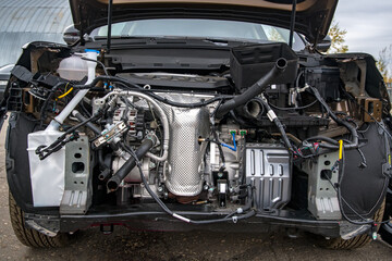 front of the car with the bumper and radiators removed