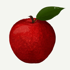 Red apple ripe juicy fruit illustration. Brush stroke, watercolor imitation. Organic, vegan, healthy food concept vector