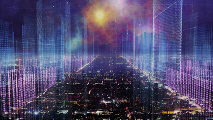 Digital city skyline