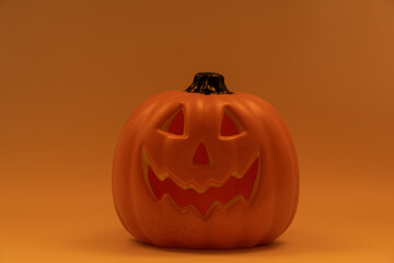 Halloween pumpkin head scary face.