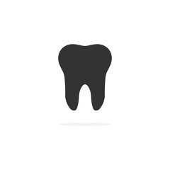 Tooth black icon. Tooth silhouette vector isolated on white background